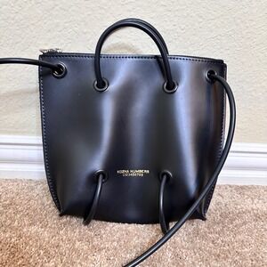 Kozha Numbers The Utility Black Leather Crossbody Bag Rubber Zipper Handles